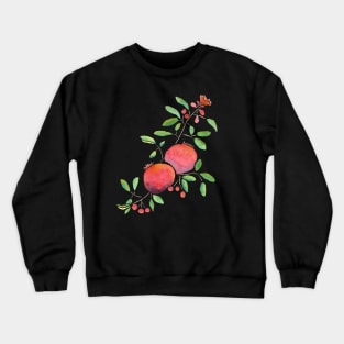 Pomegranates on Black Background by MarcyBrennanArt Crewneck Sweatshirt